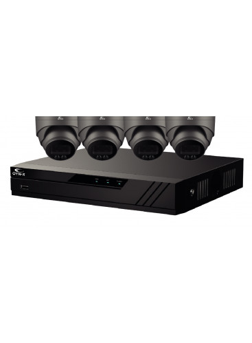 Eagle IP CCTV Kit - 8 Channel 2TB DVR + 4 x 4MP Full-Colour Grey Turret Camera (CV-8IP-4DOME-2TB-G)