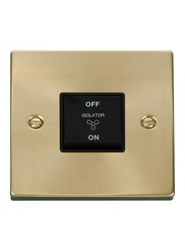 10A Satin Brass Triple Pole Fan Isolator Switch (VPSB020BK)