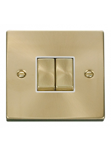 2 Gang 2 Way 10A Satin Brass Plate Switch VPSB412WH