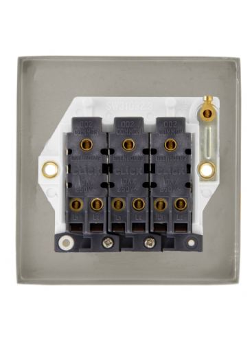 3 Gang 2 Way 10A Satin Brass Plate Switch (VPSB013WH)