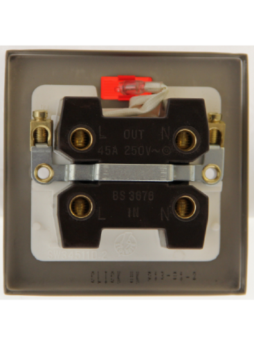 45A 1 Gang Double Pole Stainless Steel Cooker Switch with Neon VPSS201BK